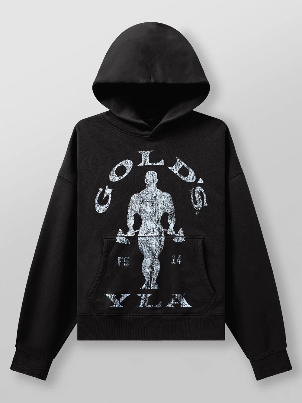 Mens YoungLA 5161 Gold’s Gym Classic Oversized Pullover Hoodie Black Wash Size L